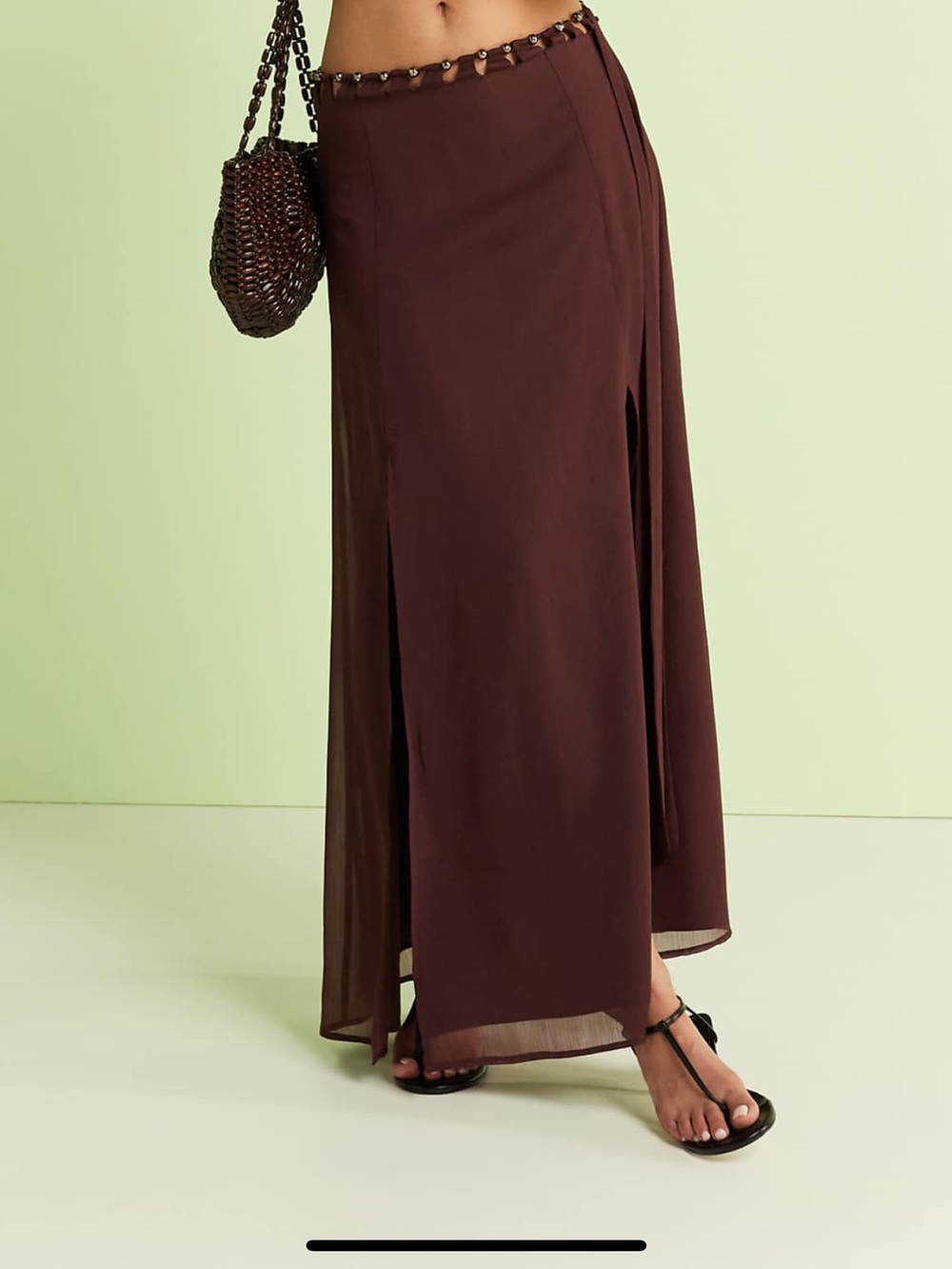 ASOS Women’s Brown Maxi Skirt with Beaded Waist